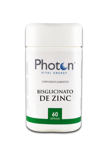 Bisglicinato de zinc Photon, mineral esencial para nuestro organismo. Presentación de 60 cápsulas de 125mg